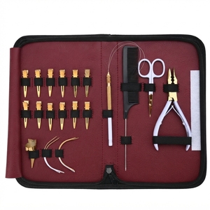 Complete <b>Hair</b> Extension Application Set Micro Ring Bead Crimping Plier Bond Cutter Loop Hook Thread Scissors Sectioning <b>Clips</b> - Product Image 1