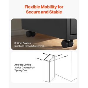 Armoire de classement latérale en métal à 2 tiroirs avec serrure et barres de suspension réglables, armoires de classement à grande capacité - Product Image 6