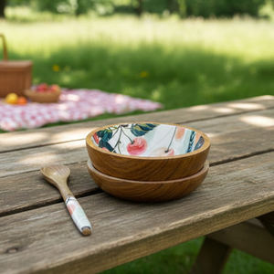Handcrafted Eco-Friendly Wooden Daisy Mosaic Bowl Spoon Set with Modern Floral Design Plastic-Free Packaging for Business <b>Gifts</b> - Product Image 6
