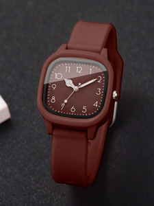 Montre en silicone pour femmes, avec cadran carré et montre-bracelet à Quartz élégante, 2 pièces/ensemble, B915 - Product Image 6