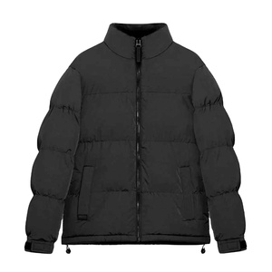 Blouson d'hiver matelassé surdimensionné pour homme, col montant à capuche, logo personnalisé sur le devant, coque en soie respirante, chaud, unisexe, 2026 - Product Image 1