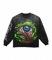 Sweat-shirt à manches longues coupe ample en coton 100% avec logos personnalisés imprimés numériquement/sérigraphiés, style streetwear américain, effet délavé, collection automne, ODM
