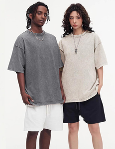 T-shirt oversize pour homme en coton épais, manches tombantes, style streetwear, coupe ample, décontracté, tendance, tailles disponibles - Product Image 2