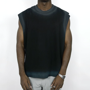 Custom Front Logo Heavyweight Vintage Tank Top Sleeveless <b>T</b>-<b>Shirt</b> Men 100% Cotton 320g Jersey - Product Image 2