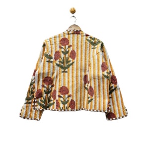 Belle fleur bloc imprimé col matelassé veste nouveau imprimé hiver Style à la mode courte longueur coton rempli femmes manteau cadeau - Product Image 6