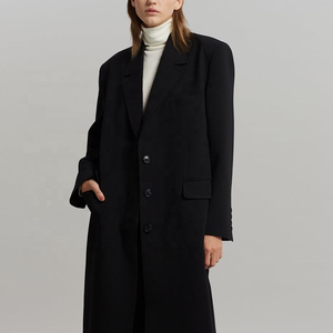Abrigos de lana largos sin cuello para mujer, chaqueta de invierno para mujer - Product Image 2