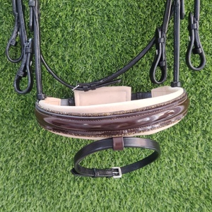 <b>Black</b> Leather Round Horse Bridle Brown <b>Patent</b> Noseband Design Leather Bridle English Horse Bridle - Product Image 2