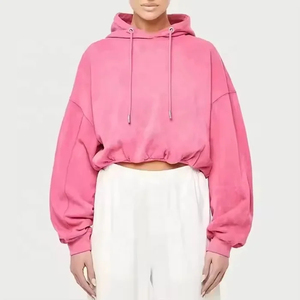 Nouveauté : Sweat à capuche court pour femme, 100% coton, molleton French Terry, design unique, logo personnalisé, haute qualité, hiver, style Y2K - Product Image 2
