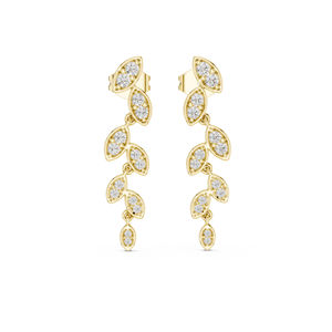 Boucles d'oreilles en or jaune 14 carats avec diamants de laboratoire ronds pour femmes |   Vêtements de mariée |   Nouveau diamant cultivé - Product Image 1