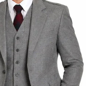 Top Selling Men's <b>Light</b> Grey Wool Argyle Kilt <b>Jacket</b> And 5 Button Vest Wedding Kilts <b>Jacket</b> OEM ODM - Product Image 3