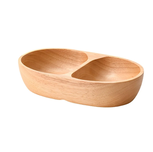 Bol en bois 2 pièces, forme carrée, avec poignée, design poli, bol de service décoratif - Product Image 1