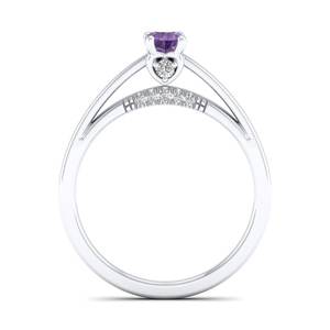 Anillos de Plata de Ley 925 con Moissanita Certificada GRA, Corte Redondo, 0.25 Quilates, Gema de Amatista, Precio al por Mayor REYES - Product Image 4