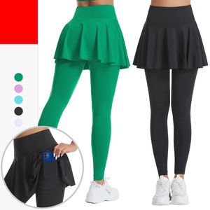 Vente Chaude OEM ODM Pantalon de Sport Double Couche 2-en-1 pour Femme, Jupe-Short Longue de Tennis, Idéal pour la Course, le Jogging, la Gym et l'Entraînement Athlétique - Product Image 5