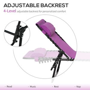 Chaise longue pliante violette pour piscine avec dossier inclinable à 4 positions, coussin respirant en maille et siège élastique pour salle de sport et piscine - Product Image 4