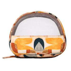 Pochette de toilette imprimée, organiseur de voyage, sac de rangement portable avec filet, fabriqué en coton OBP recyclé et polyester. - Product Image 3