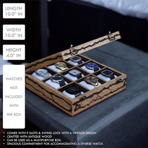 Wooden Watch Box for Men and Women 10-Slot Watch Storage & <b>Display</b> <b>Case</b> with Jewelry Organizer - Product Image 2