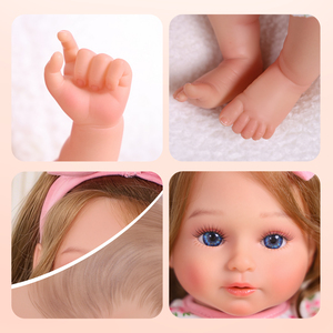 Bambola Reborn Rosie da 20 Pollici, Bambina con Capelli Ricci Marroni e Occhi Blu, Corpo in Vinile e Stoffa, Realistica Premium, Fornitura OEM ODM - Product Image 5