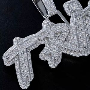Custom 925 Silver Moissanite Letter Pendant <b>Chain</b> Necklace Hip Hop <b>Name</b> Charm Jewelry for Men - Product Image 3