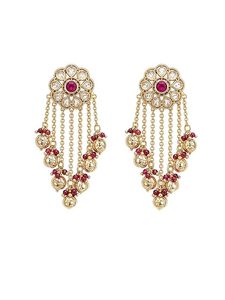 Pendientes étnicos indios Kundan Chandbali con perlas, chapados en oro, hechos a mano, para bodas y fiestas, accesorios para mujer. - Product Image 3