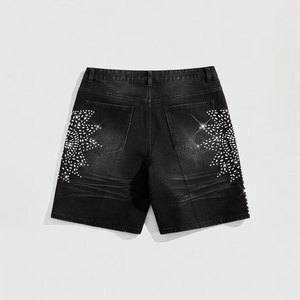 Mid Waist Customized Color Denim Shorts Zippers Decoration Straight Leg Casual Summer Streetwear Knitted 100% Cotton Men's <b>Jeans</b> - Product Image 2
