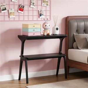 Tavolino Consolle in Legno Massello con Ripiano Portaoggetti, Utilizzabile Come Tavolino da Caffè, Comodino o Tavolino Laterale per Divano - Product Image 2