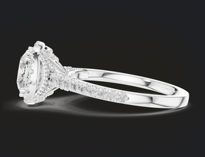 Bague en or blanc certifié avec diamant taille coussin et un magnifique design halo luxueux pour un bijou de fiançailles élégant - Product Image 3