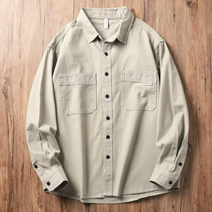 Men Shirts Polyester Work Shirt for Men Retro Youth Trendy Autumn Thin Loose Casual Men <b>Jackets</b> Tops - Product Image 5