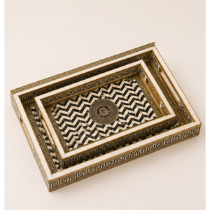 Premium Handcrafted Eco-friendly Teak Wood Wedding Serving Tray Elegant Solid Pattern Integrated Handles Luxury Decorative - Product Image 1