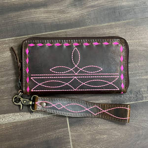 Super September Trendy High Quality Durable Boot <b>Stitch</b> Genuine Leather Wristlet Wallet for Women's Card <b>Holder</b> Zipper Clutches - Product Image 4