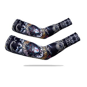 <b>Cycling</b> Arm Sleeves Black Blue Geometric Print Anti-Uv Unisex Adult Fit Polyester Sublimation Print - Product Image 2