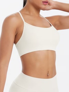 Women Sports <b>Bra</b> Scoop Neck Athletic Vest Removable Pads <b>Low</b> <b>Back</b> Strappy Running Top Gymwear Workout <b>Bra</b> Crop Blanks - Product Image 4