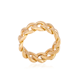 Anillo de banda completa estilo cubano de oro amarillo de 14k con diamantes naturales pavé, joyería fina al por mayor - Product Image 4
