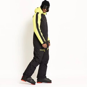Unisex 10,000mm Waterproof -<b>Tex</b> Breathable Zipper Seamless Yellow/Black Ski Snowboard Jumpsuit Hooded Fleece Insulated - Product Image 5