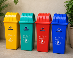 2026 Green Rectangular Wheeled Waste Bin With Lid Indoor <b>Outdoor</b> Recycling Use Modern Luxury Style Fiberglass Material - Product Image 6