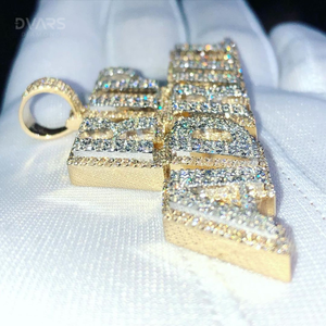 Colgante Personalizado con Nombre/Letra, Totalmente Cubierto de Moissanita VVS, Corte Brillante, Lujoso, para Fiesta, Plata de Ley 925, Chapado en Oro, Colgante Brillante - Product Image 6