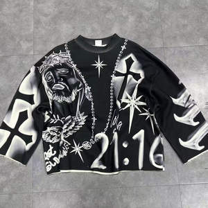 Camiseta Oversize de Algodón French Terry 100% Crudo con Bajo sin Rematar, Diseño DTG de Alta Calidad, Ajuste Holgado, para Hombre, Venta al por Mayor 2026 - Product Image 1