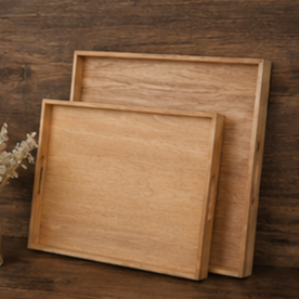 Wooden Rectangle <b>Storage</b> Trays Minimalist Design Durable Indoor Kitchen <b>Tabletop</b> Accessory - Product Image 2