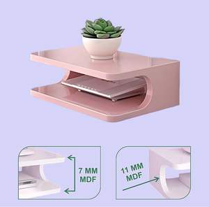 ขาตั้งกล่องรับสัญญาณ/ขาตั้งกล่องรับสัญญาณแบบติดผนังสำหรับชั้นวางของติดผนังในบ้านสำหรับวางลำโพงและเราเตอร์ Wi-Fi (มาตรฐาน, สีชมพู) - Product Image 2