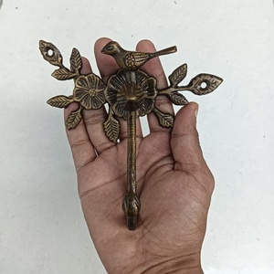 Patère murale décorative en laiton, motif floral et oiseau, en métal, à fixer par perçage, pour rangement domestique - Product Image 3