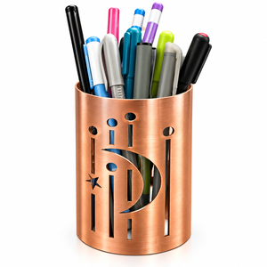 Portalápices Moderno de Acero Inoxidable con Diseño Hueco de Luna Creciente y Estrella, Organizador de Lápices Plateado para Escritorio de Oficina - Product Image 4