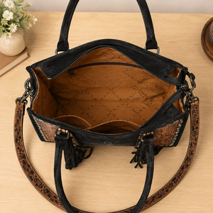 Sac à bandoulière en cuir véritable de qualité supérieure pour femmes, sac à main à franges de style western, sac à main vintage à motifs floraux, sac de voyage pour usage quotidien - Product Image 3