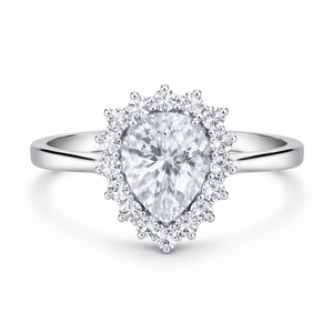 Anillo de Plata de Ley 925 con Zirconia Cúbica en Forma de Pera y Halo, Romántico, para Mujer, Chapado en Rodio, Ideal para Regalo de Compromiso, Boda o Fiesta, Venta al Por Mayor - Product Image 2
