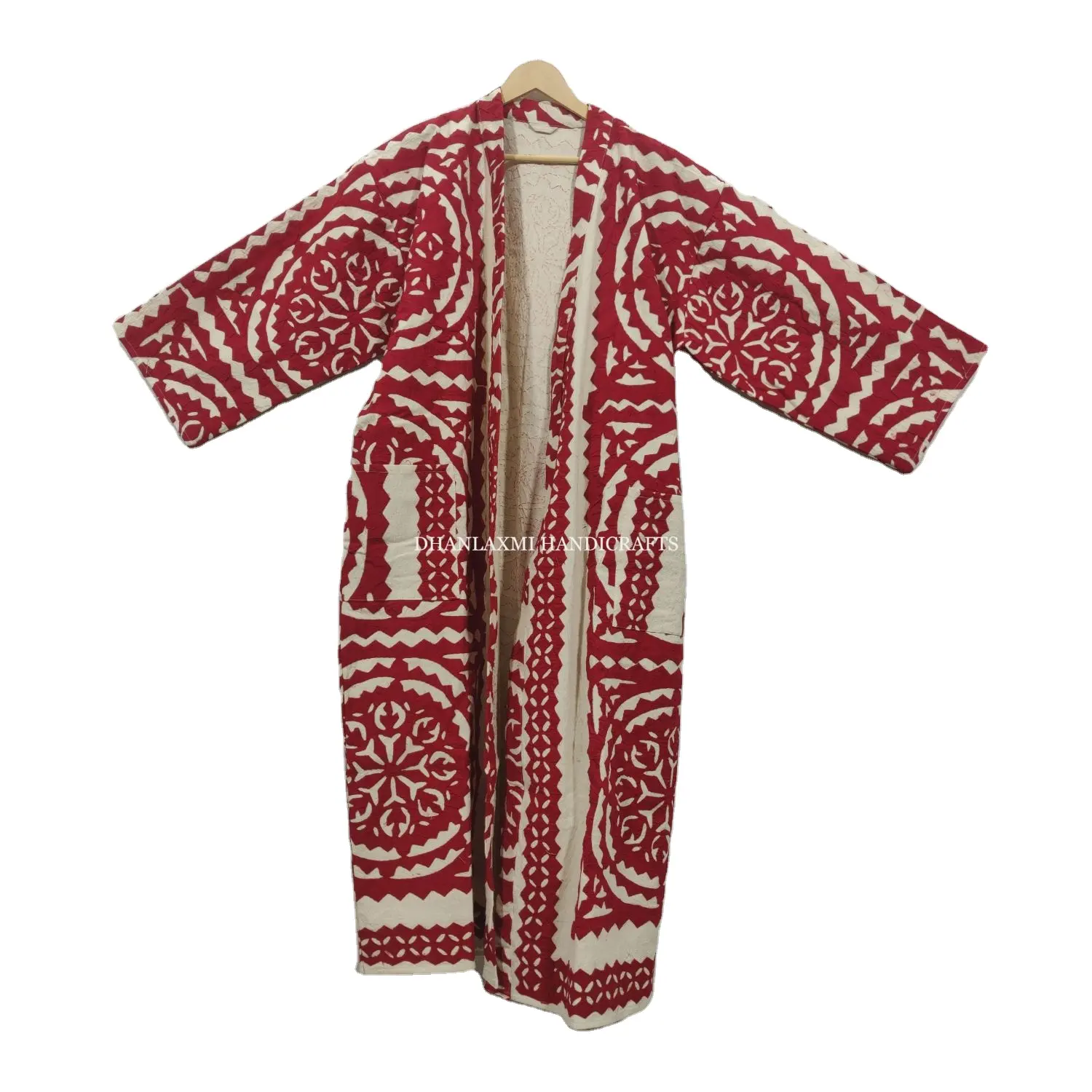 Kimono tarzı Kantha pijama aplike kesim çalışma tasarım Maxi elbise elbise toptan hint pamuk bornoz el yapımı
