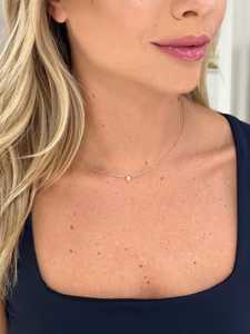 Custom Round Lab Diamond Pendant <b>Necklace</b> Minimalist Everyday Luxury Bezel Set Delicate Dainty Cable Chain Charms 10k Solid Gold - Product Image 5