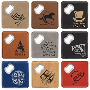 Custom Leatherette Bottle Opener Coaster Square Drink <b>Mat</b> Promotional Bar Pad for Cafe Hotel - Product Image 3