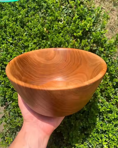 Grand saladier rond en bois naturel poli, écologique - Product Image 4