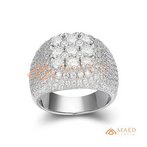 925 Sterling Silver Mens Moissanite Cluster <b>Ring</b> Hip Hop Anillo <b>Iced</b> Out Round Cut Luxury Jewelry Regalo Hombre - Product Image 5