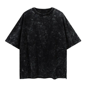 Washed Cotton Vintage Men T Shirt Oversized Streetwear Summer Custom Print <b>Tee</b> - Product Image 2