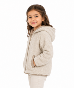 Veste à capuche en polaire Sherpa pour enfants Livster, fermeture éclair intégrale, respirante, manteau d'hiver avec poche avant, peluche douce, 100% polyester - Product Image 2