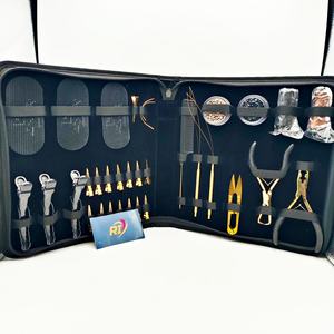 Kit professionnel de pinces pour extensions capillaires plaqué or, en acier inoxydable, pour micro-anneaux, ouvre-perles et fermeture, vente en gros OEM - Product Image 1